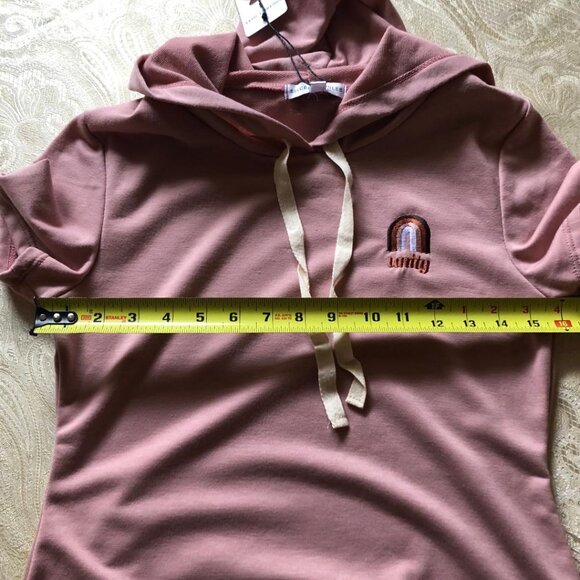 NWT, Sincerely Jules, Mauve, Hooded Jersey Dress, Sz Large (Juniors) - Picture 6 of 9